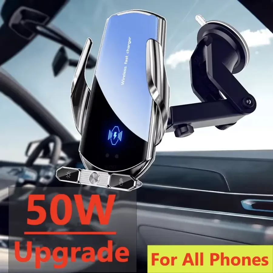 50W Wireless Car Charger Air Vent Phone Holder – Fast Charging Auto Clamp Stand for iPhone & Samsung